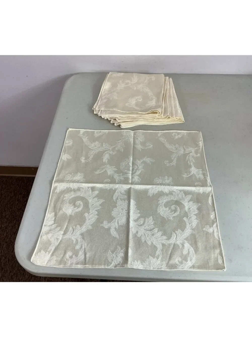 Vintage Ivory Damask Table Napkins Lot of 8